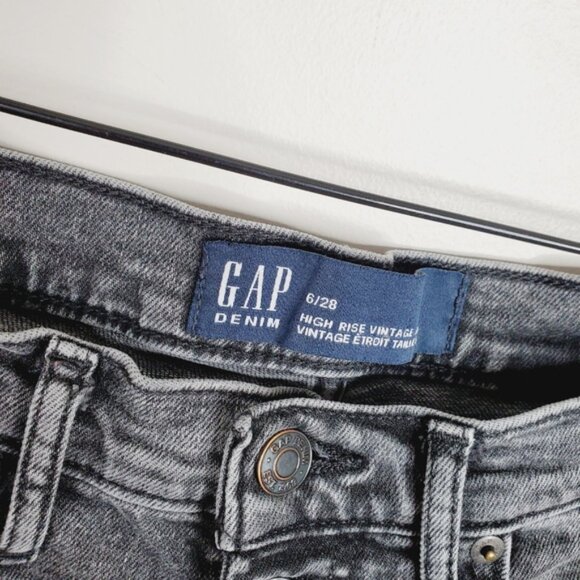 Gap High Rise Button Fly Retro Vintage Slim Straight Grey Jeans 28 - Picture 4 of 10
